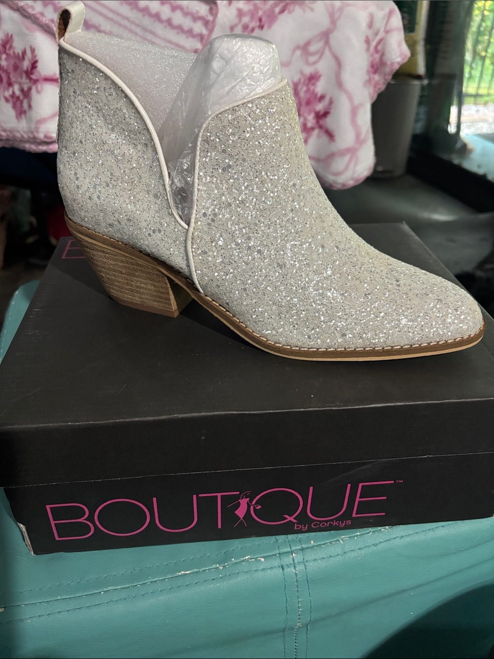 Corkys Silver Glitter Ankle Booties
